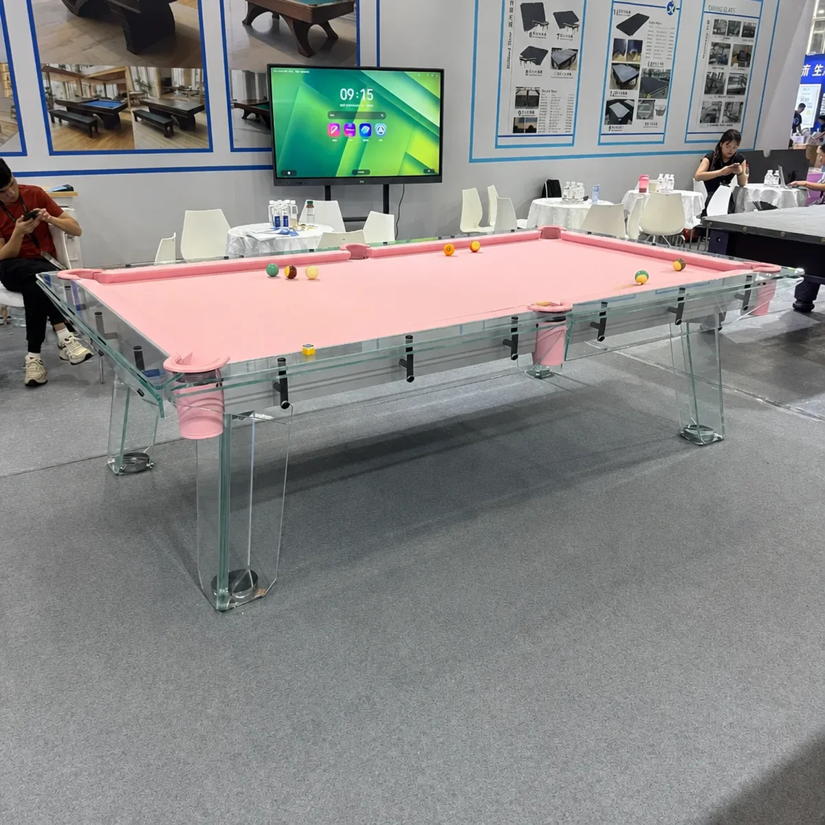 Billard en verre Azay, plateau en ardoise, vue 2 sur 6