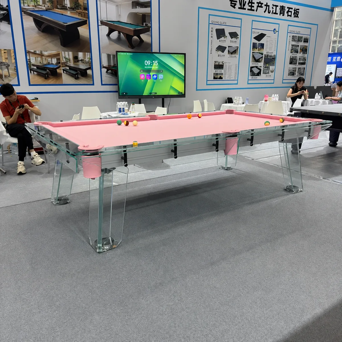 Billard en verre Azay, plateau en ardoise, vue 3 sur 6